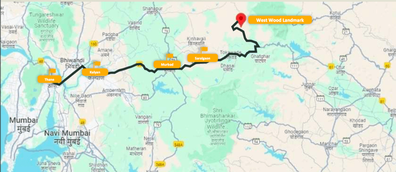 Drive route to Shail Vastu in the Murbad belt